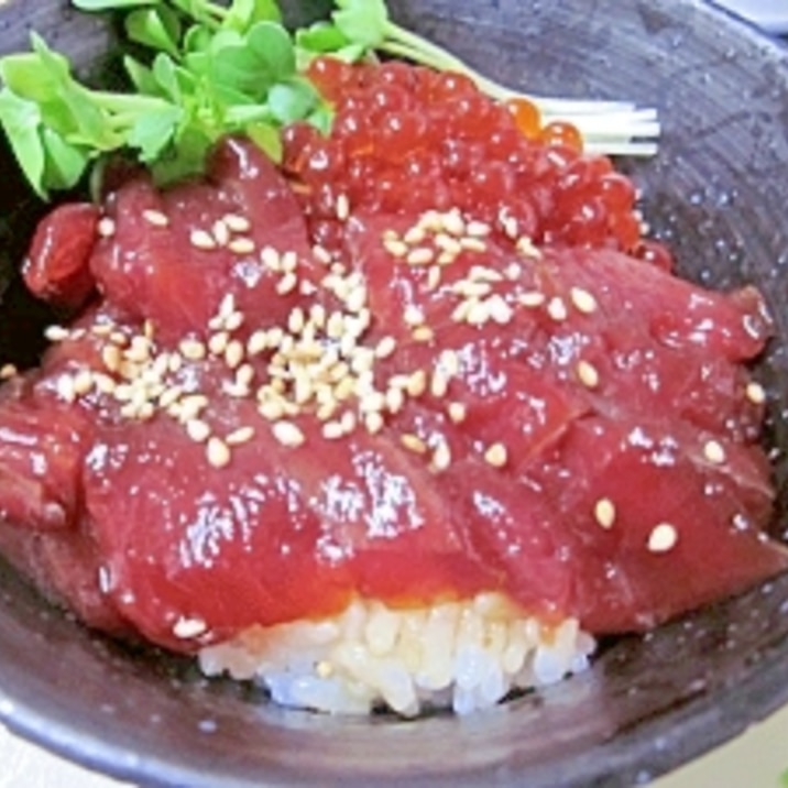 今年の新物で☆　「自家製イクラ＆鉄火丼」